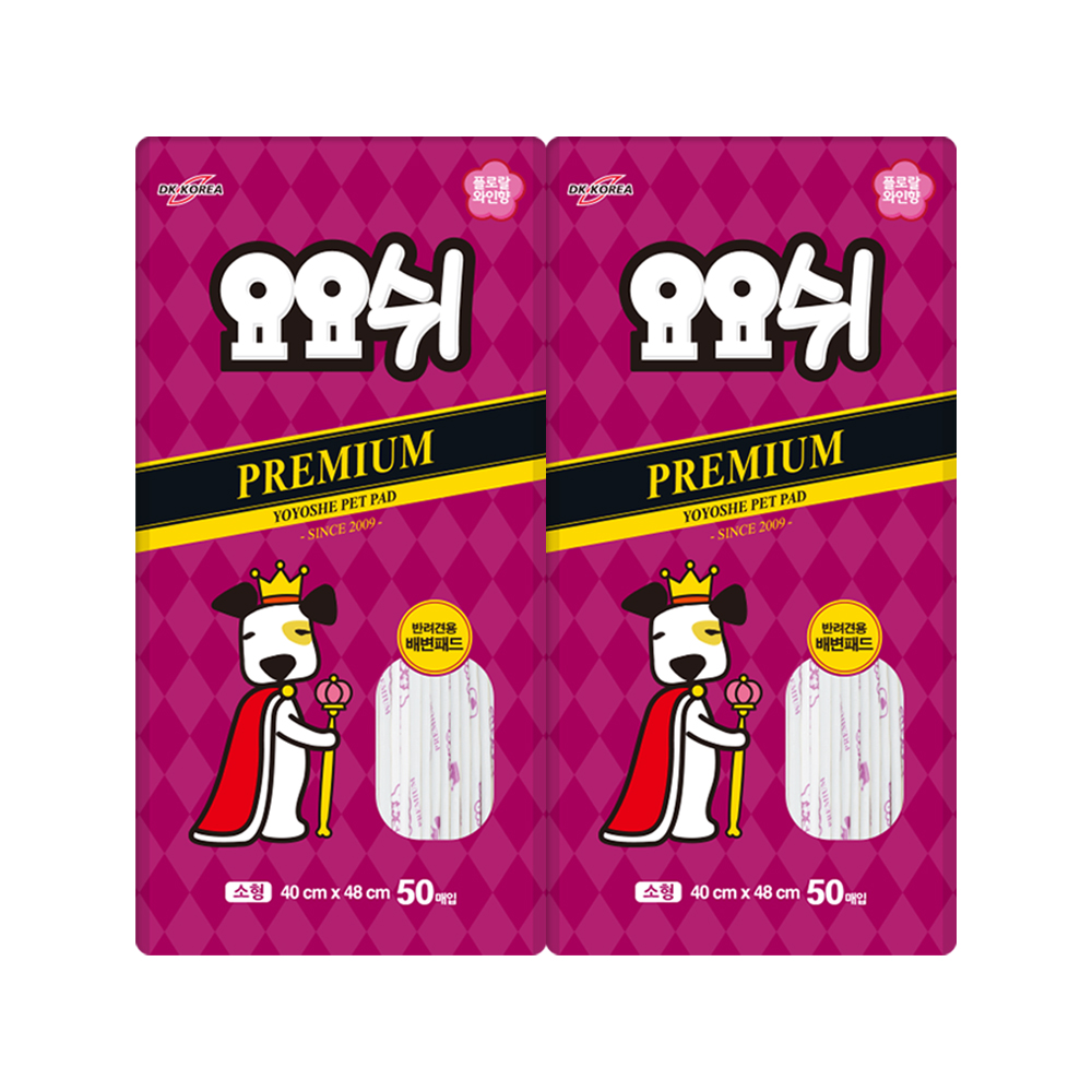 [요요쉬] 강아지 배변패드 플로럴와인향 프리미엄 소형, 50매입, 2개