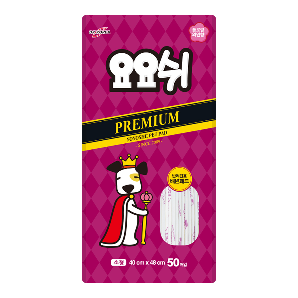 [요요쉬] 강아지 배변패드 플로럴와인향 프리미엄 소형, 50매입, 1개