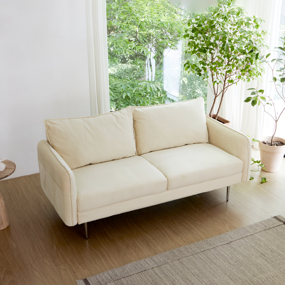 스테이 벨벳 팔걸이 수납 패브릭 소파 2colors