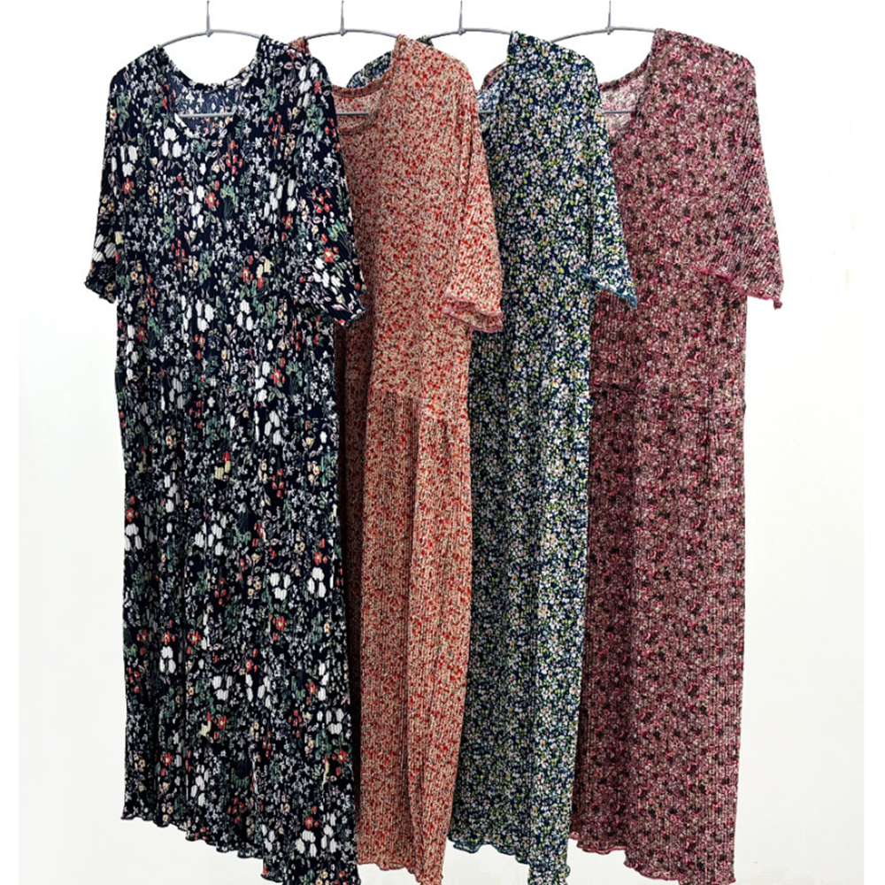 어르신잠옷 할머니 여름실내원피스 여성 냉장고 플리츠 홈웨어 - 상품 이미지