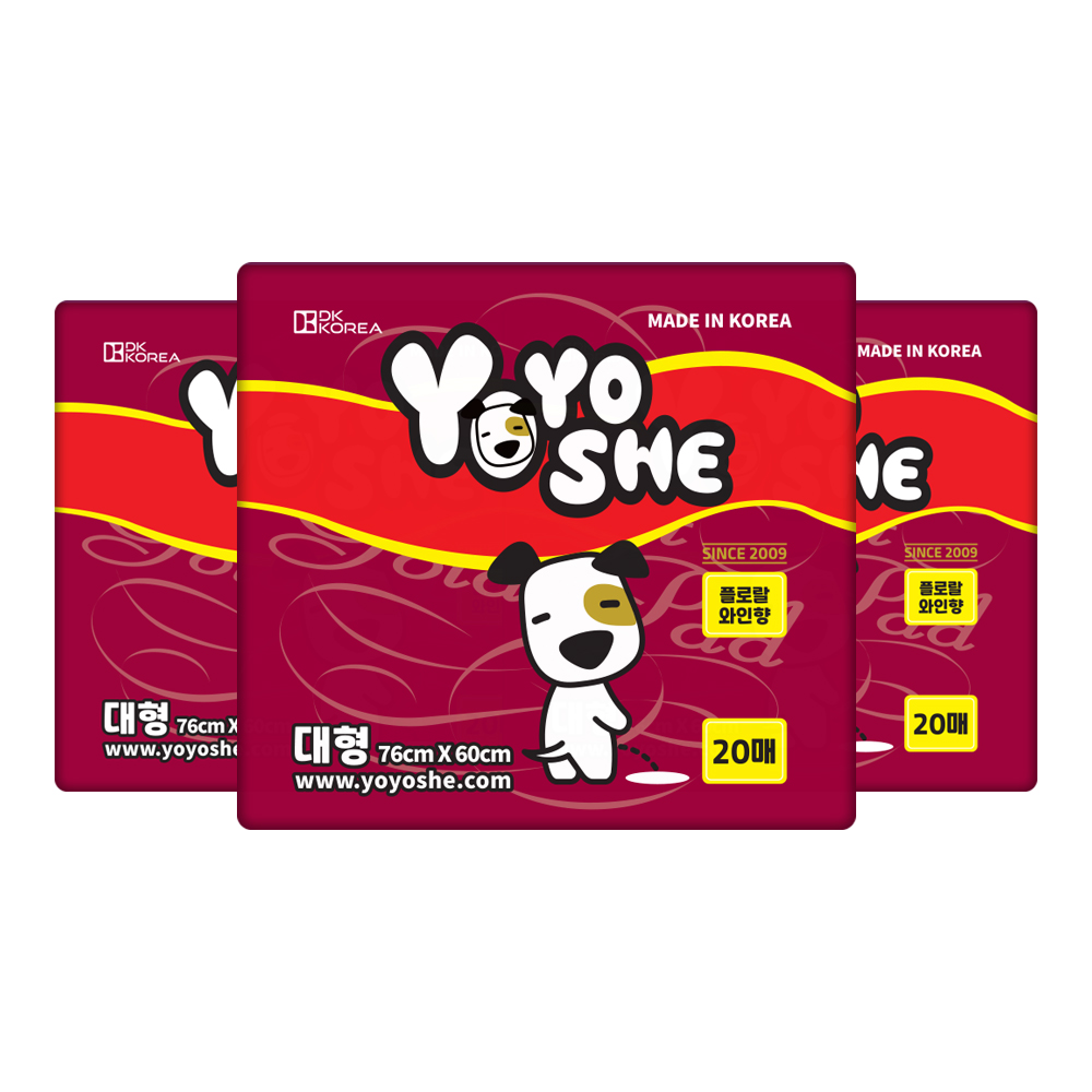 [요요쉬] 강아지 배변패드 플로럴와인향 대형, 20매입, 3개