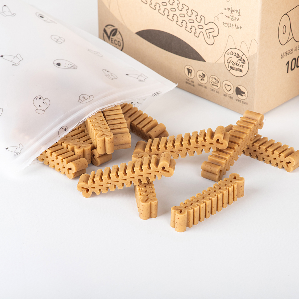 카누들 에코팩 840g 포켄스 강아지 덴탈껌 치석 입냄새 제거 그레인프리 개껌