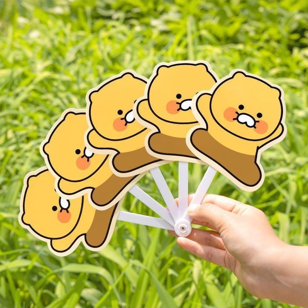 카카오 춘식이 접이식 부채 귀여운 캐릭터 여름 휴대용 pp 플라스틱 손부채 - 상품 이미지