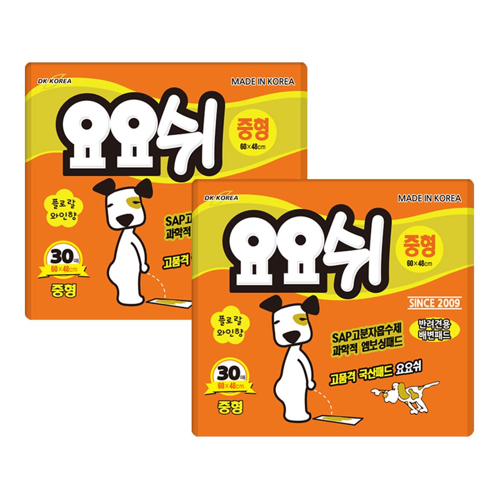 [요요쉬] 강아지 배변패드 플로럴와인향 중형, 30매입, 2개