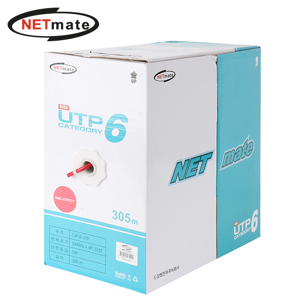 강원전자 넷메이트 CAT.6 UTP 케이블 305m (단선/레드) NMC-UTP27T - 상품 이미지