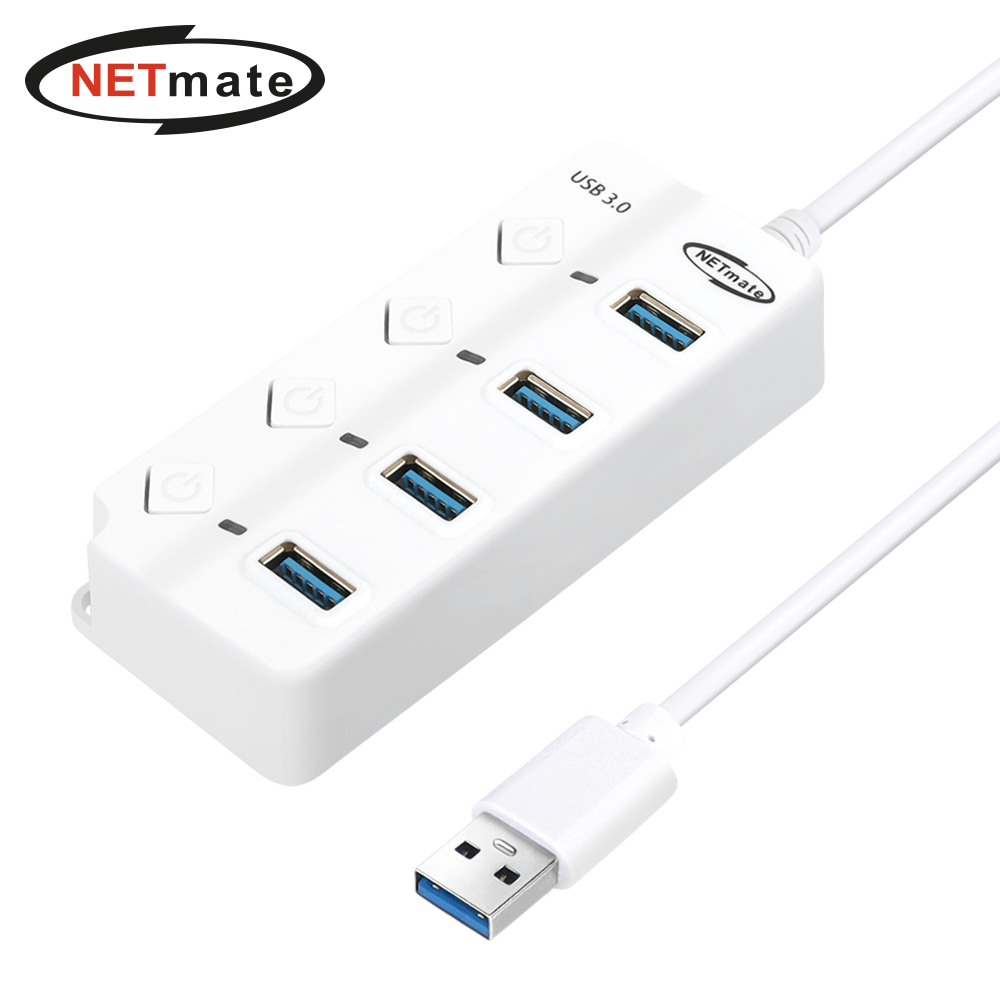 강원전자 넷메이트 USB3.0 4포트 허브 (화이트) NM-UBA306W - 상품 이미지