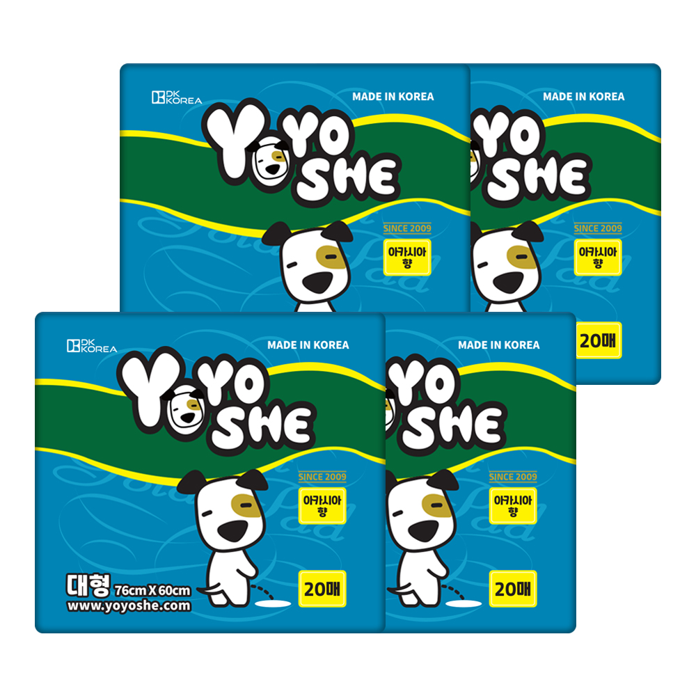 [요요쉬] 강아지 배변패드 스카이 (아카시아향) 대형, 20매입, 4개