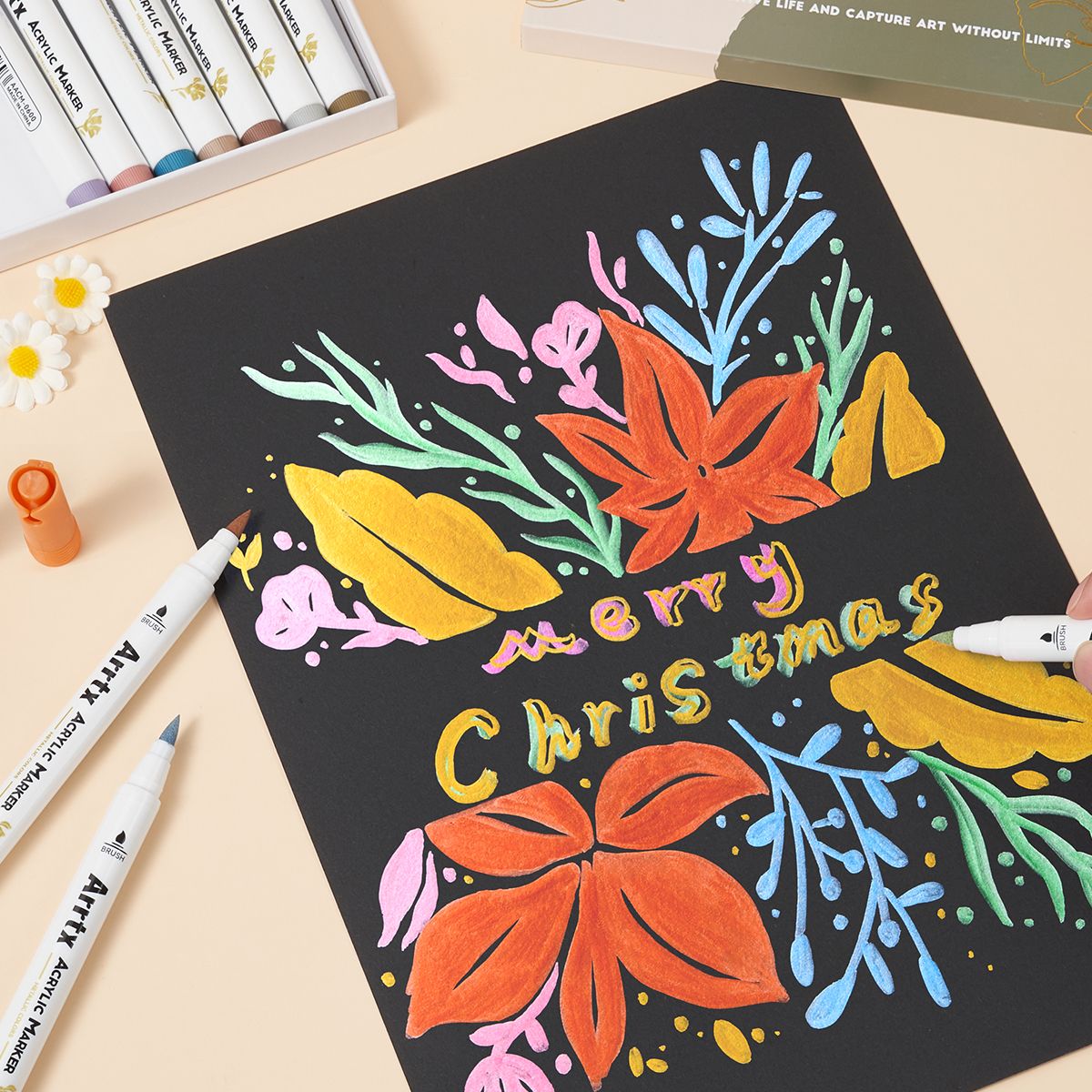 아트엑스 아크릴 마카펜 브러시형 메탈 12색 세트 이미지 2