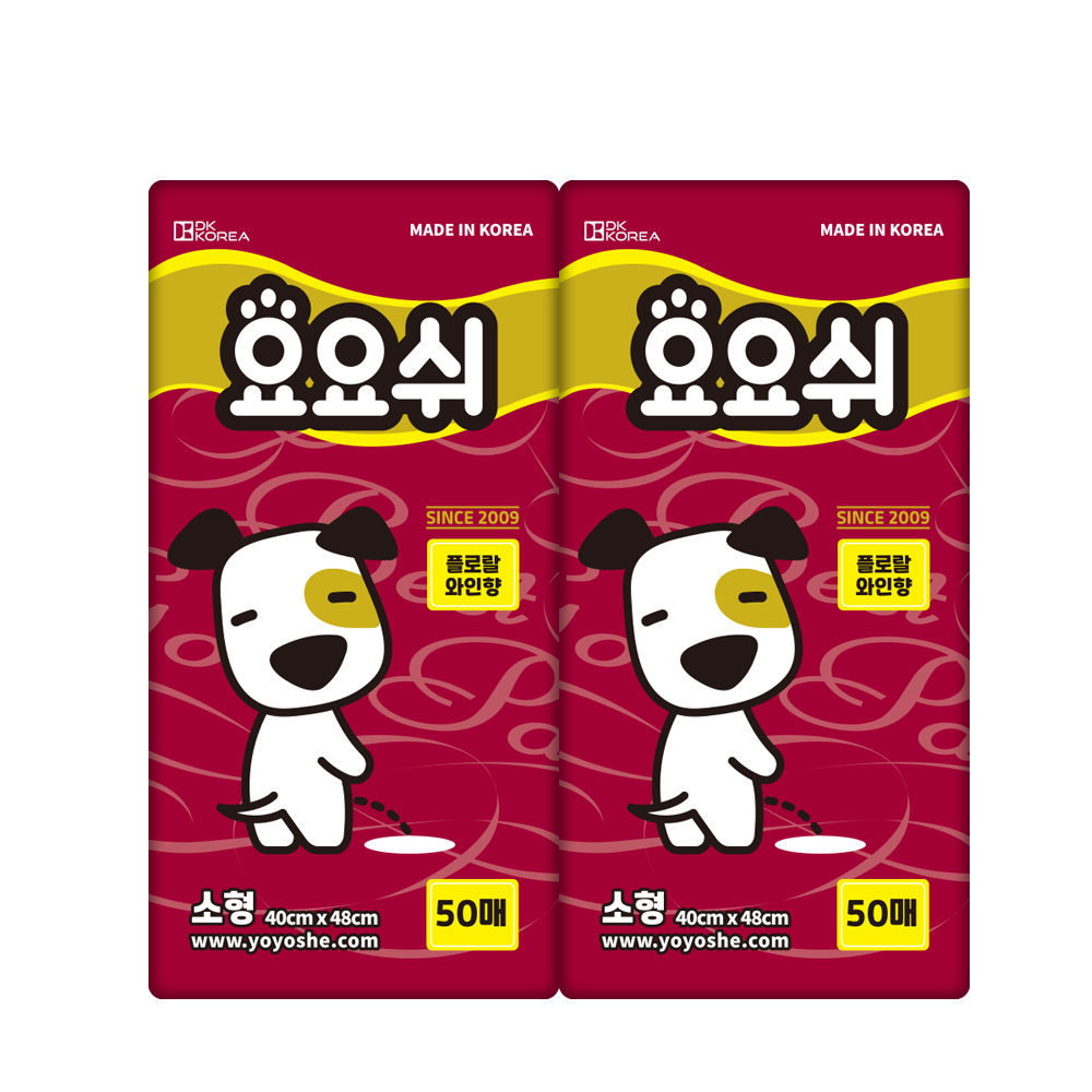 [요요쉬] 강아지 배변패드 플로럴와인향 소형, 50매입, 2개