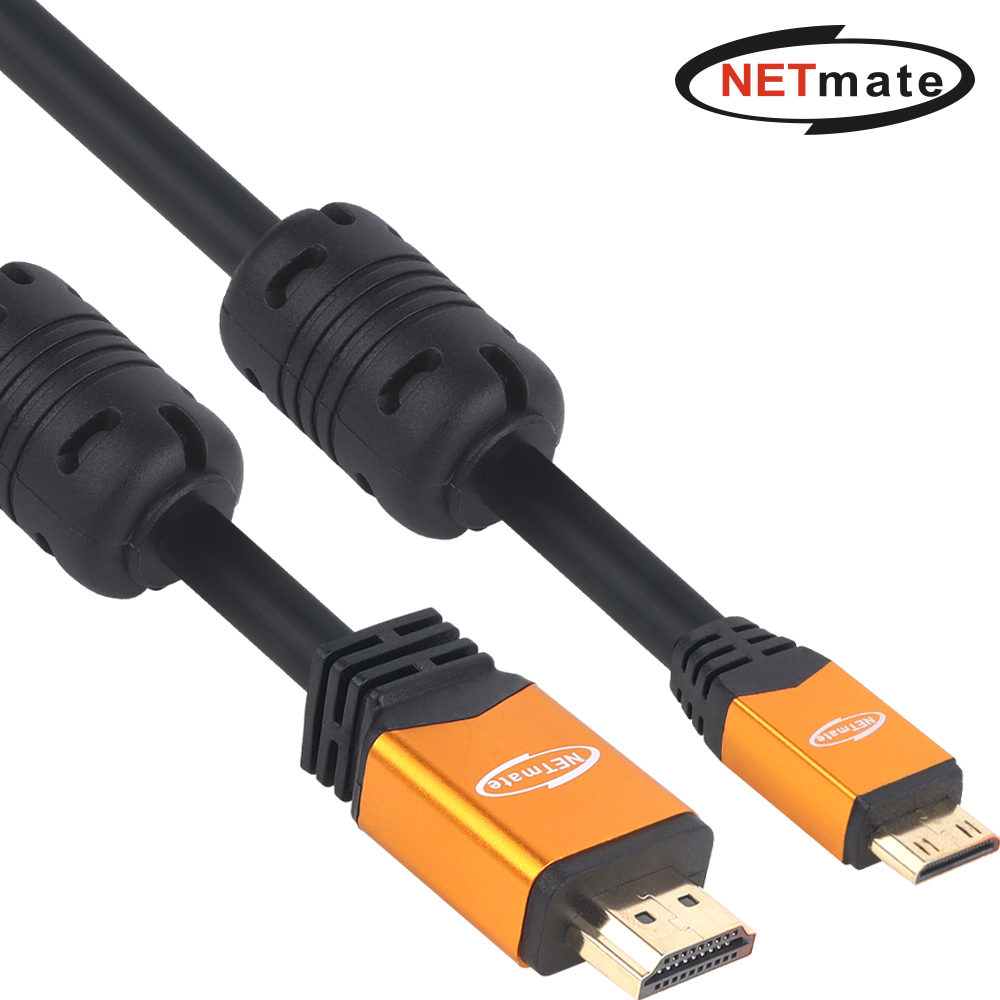 강원전자 넷메이트 Mini HDMI 2.0 Gold Metal 케이블 2m, 1개 - 메인 이미지