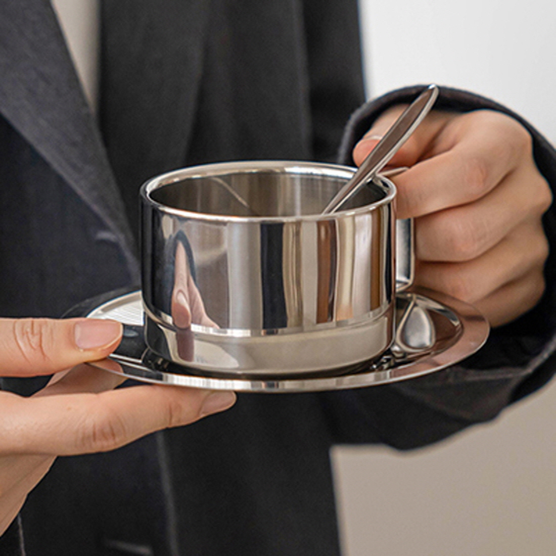 홈카페 블링 에스프레소 플랫화이트잔 아인슈페너 라떼 아이스커피잔 세트 스퀘어 200ml