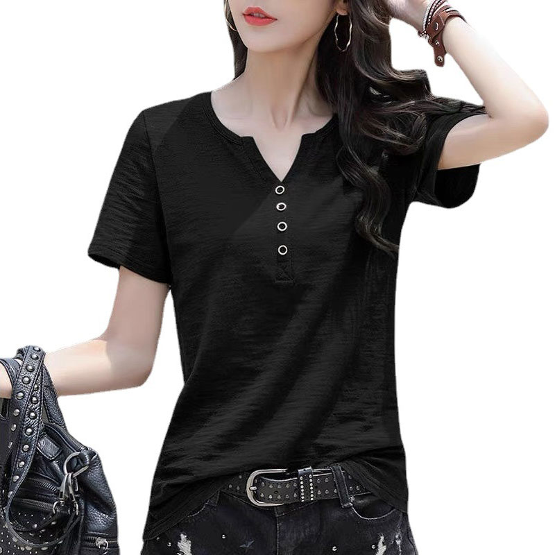 1+1 슬리밍 여성 V넥 반팔티 쿨 티셔츠