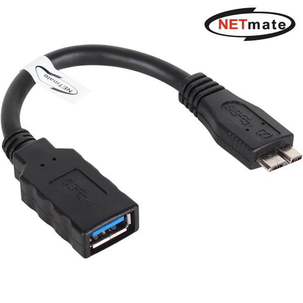 강원전자 넷메이트 USB3.0 AF-MicroB OTG 케이블 0.15m (블랙) NM-OTG08 - 상품 이미지