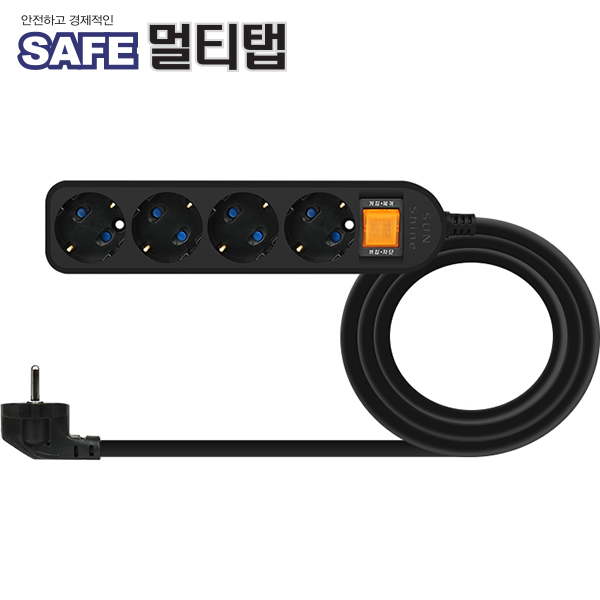 강원전자 넷메이트 안전 SAFE 국산 멀티탭 멀티콘센트 4구 접지 스위치 절전 (블랙) - 상세 이미지 4