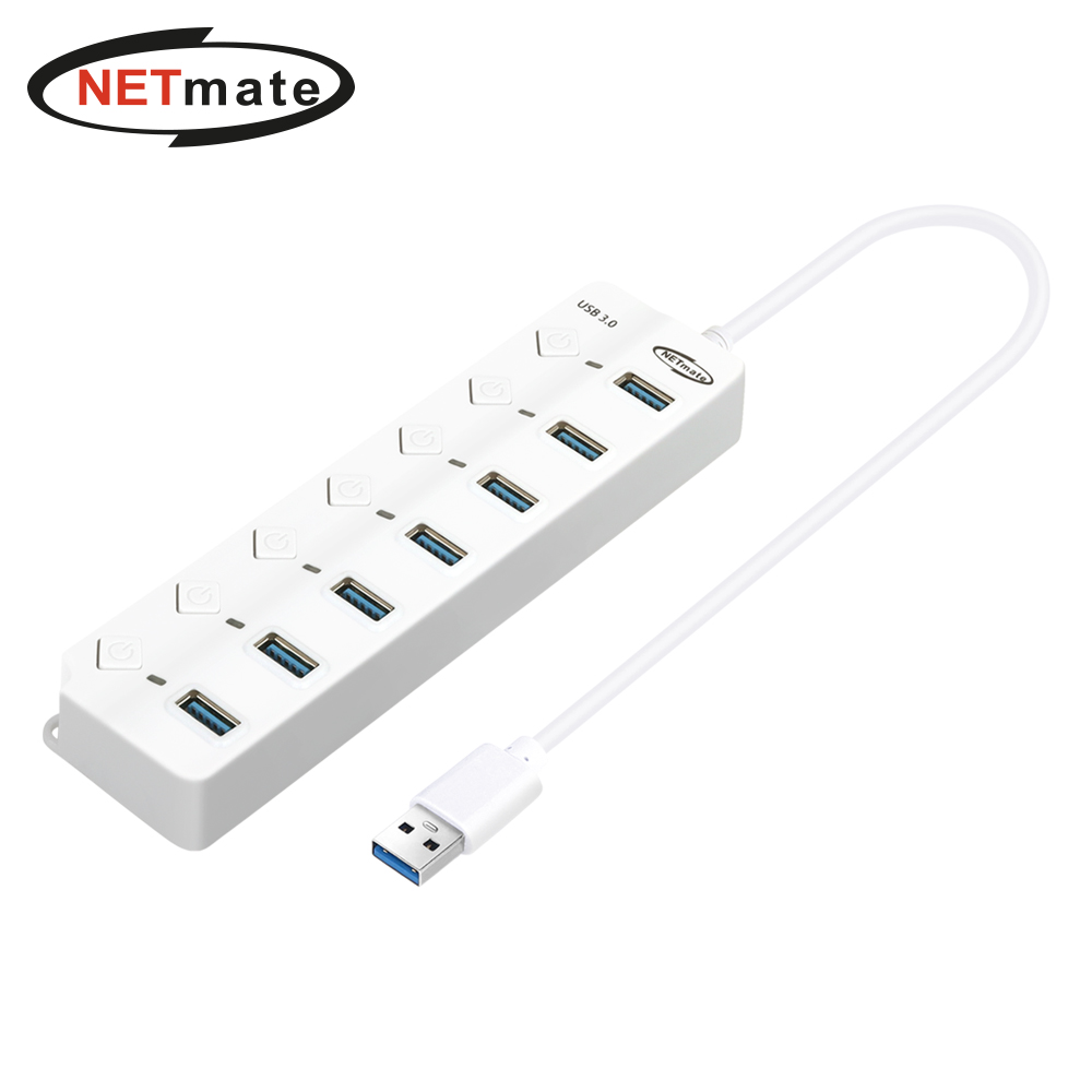 강원전자 넷메이트 USB3.0 7포트 허브 (화이트) NM-UBA307W