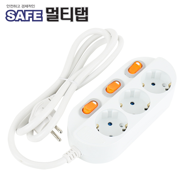 강원전자 넷메이트 안전 SAFE 국산 정규격 멀티탭 멀티콘센트 3구 개별 스위치 접지 - 상세 이미지 4