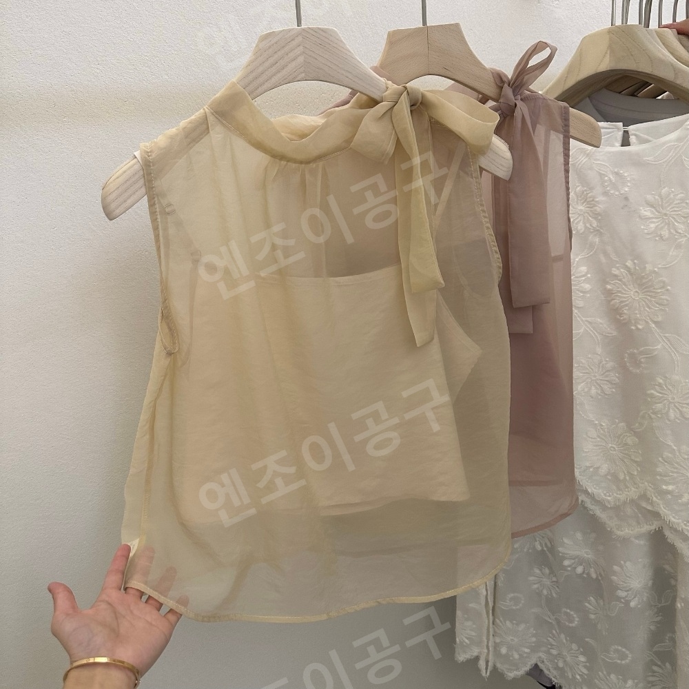 동상이몽2 342회 이지혜 시스루 블라우스 프렌치 민소매 의상 옷 패션 - 상품 이미지