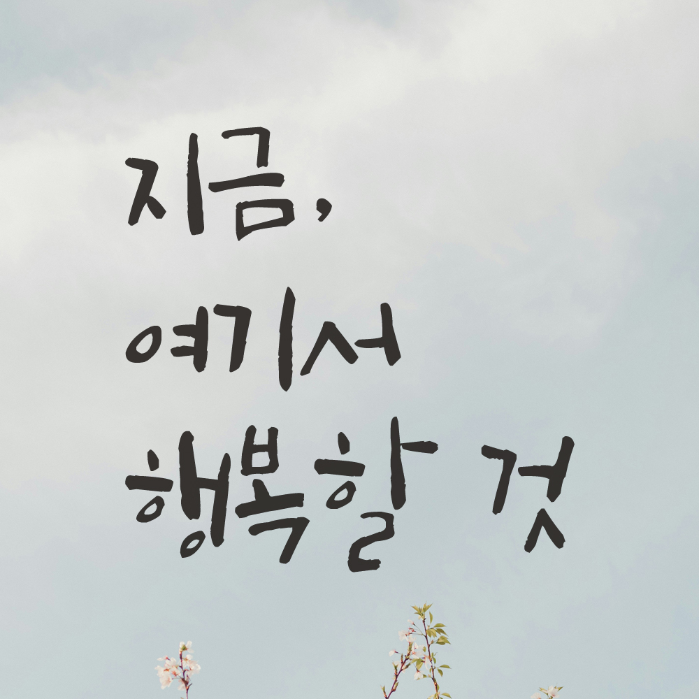 특대형 캘리그라피 레터링 스티커 주문제작 지금 여기서 행복할 것 LC-053XL 검정 - 상세 이미지 5