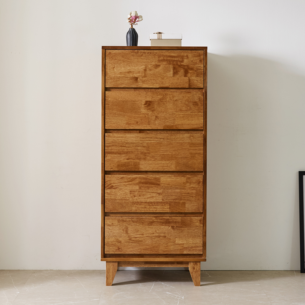 루멘 안방 드레스룸 와이드 옷 틈새 슬림 원목 서랍장 612x500x1390mm, 5단, 월넛