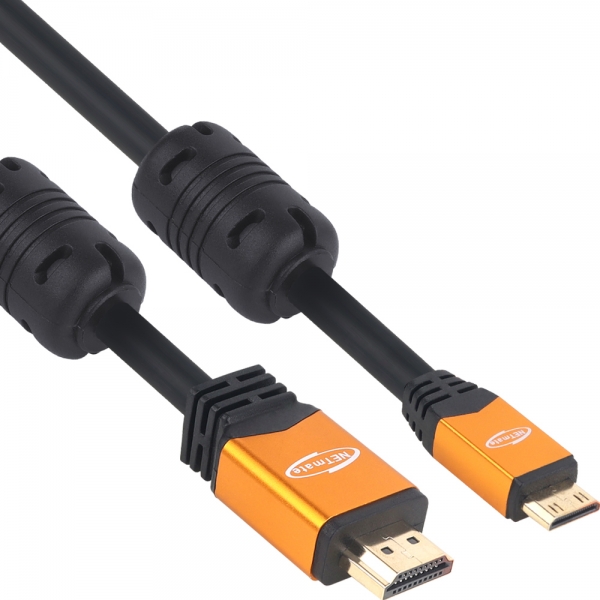 강원전자 넷메이트 Mini HDMI 2.0 Gold Metal 케이블 2m, 1개 - 상세 이미지 2