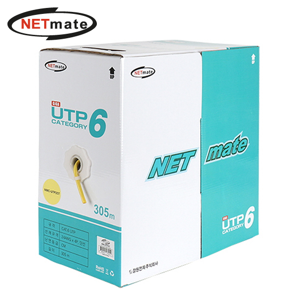 강원전자 넷메이트 CAT.6 UTP 케이블 305m (단선/옐로우) NMC-UTP25T - 상품 이미지
