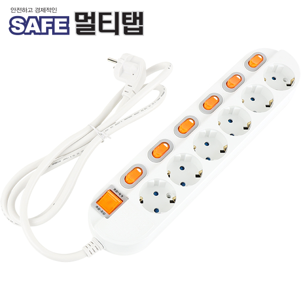 강원전자 넷메이트 안전 SAFE 국산 멀티탭 멀티콘센트 6구 개별 접지