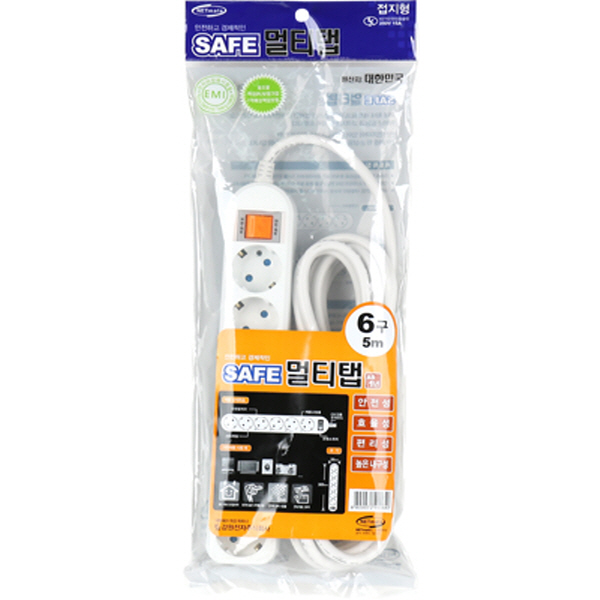 강원전자 넷메이트 안전 SAFE 국산 멀티탭 멀티콘센트 스위치 절전 6구 접지 - 상세 이미지 3