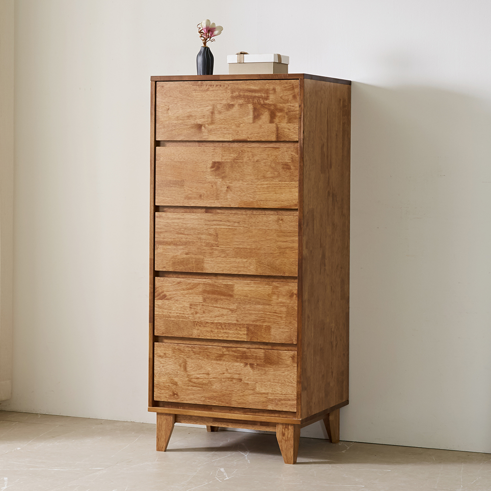 루멘 안방 드레스룸 와이드 옷 틈새 슬림 원목 서랍장 612x500x1390mm, 5단, 월넛 - 상세 이미지 2