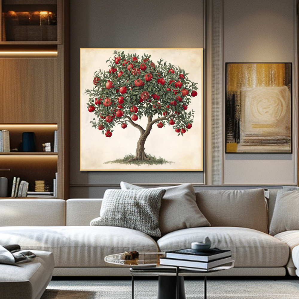 행복 석류 80x80cm 무광블랙 알루미늄액자 석류그림 - 상세 이미지 4