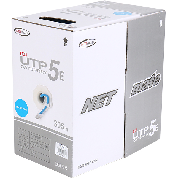 강원전자 넷메이트 CAT5E UTP 제작용 작업용 케이블 단선 305m, 블루 - 상세 이미지 2