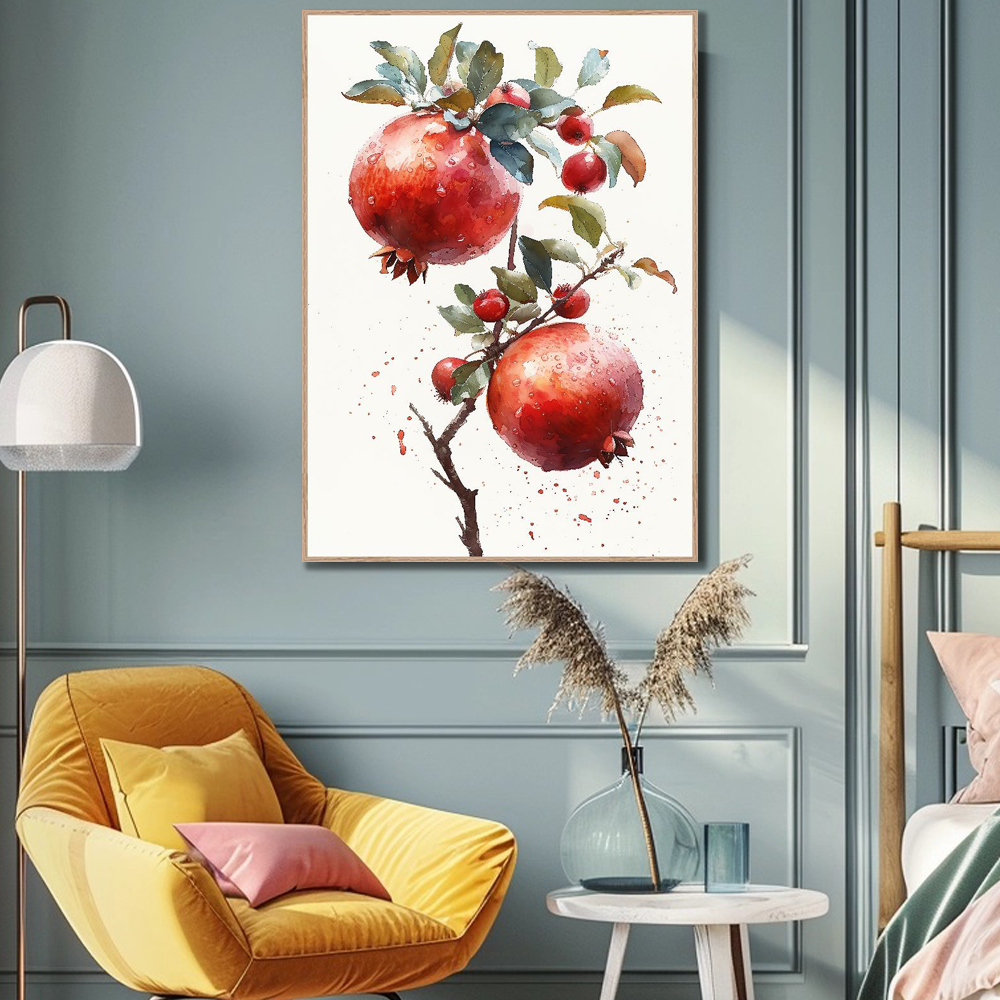 행복 석류 80x80cm 무광블랙 알루미늄액자 석류그림 - 상세 이미지 5