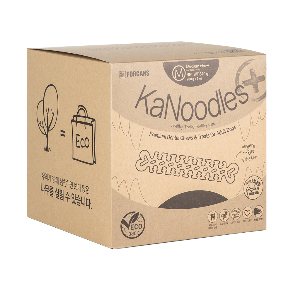 카누들 에코팩 840g 포켄스 강아지 덴탈껌 치석 입냄새 제거 그레인프리 개껌