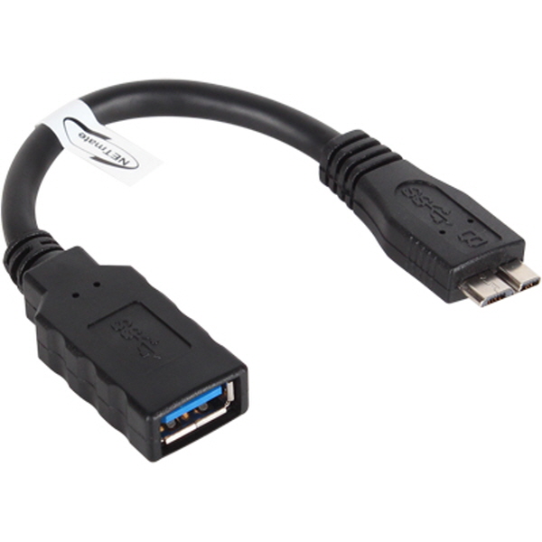 강원전자 넷메이트 USB3.0 AF-MicroB OTG 케이블 0.15m (블랙) NM-OTG08 - 상세 이미지 2