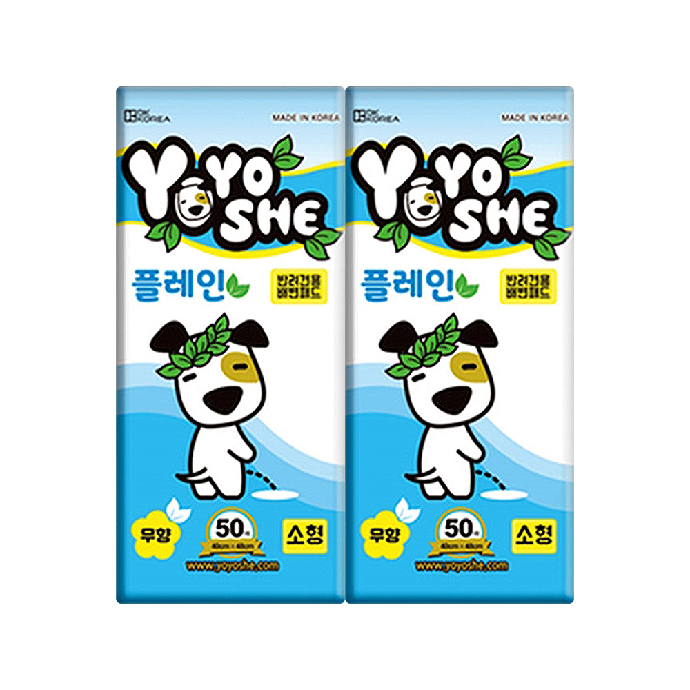 [요요쉬] 강아지 배변패드 플레인 무향 소형, 50매입, 2개