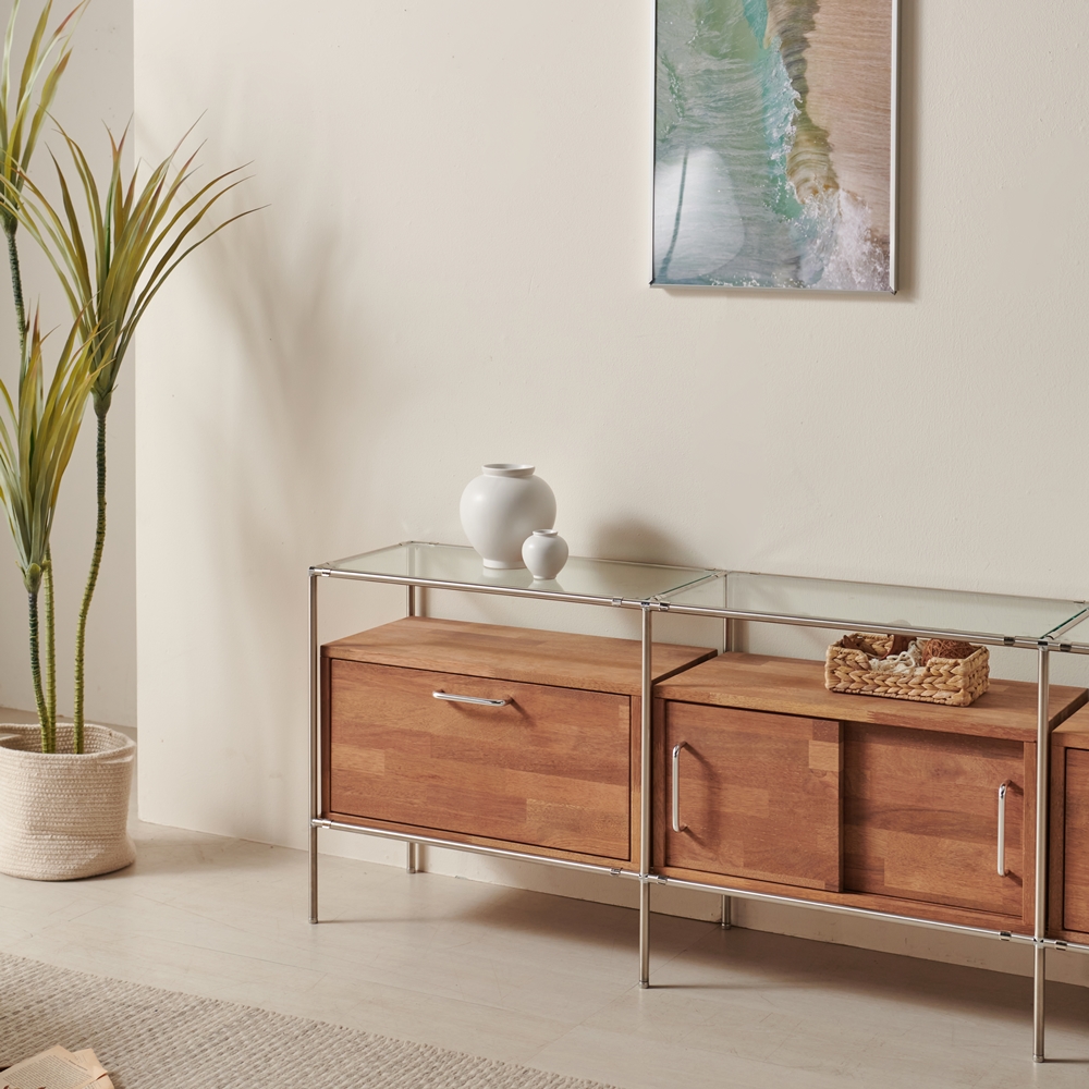 란토 미드센츄리거실장 높은 모듈 엔틱 원목 거실장 tv다이서랍장