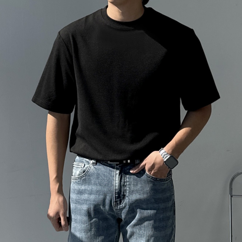 1+1 남자 델론 여름 링클프리 스판 무지 반팔티 8컬러 - 상품 이미지