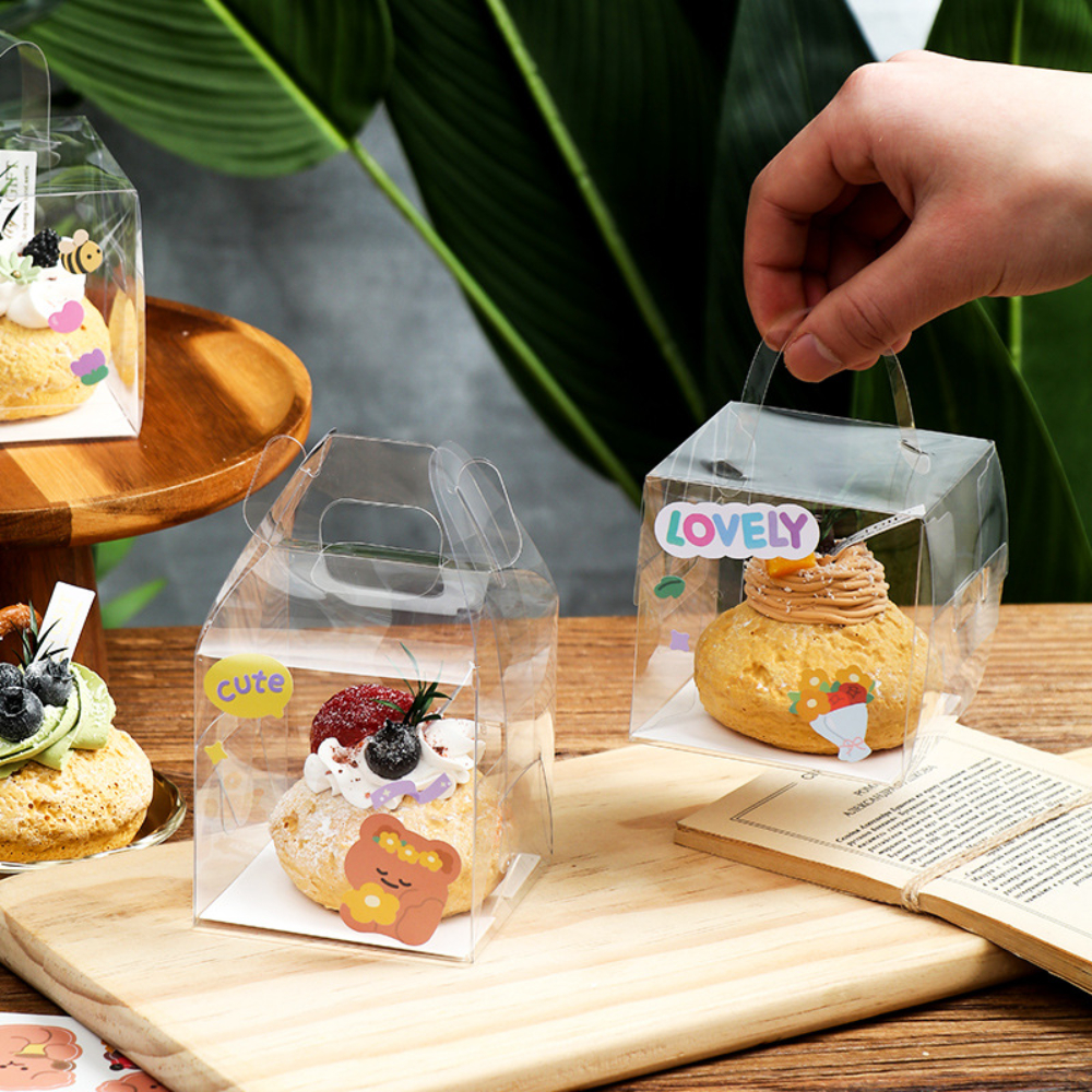 초미니케이크상자 손잡이 투명미니쿠키박스 답례품 한입디저트포장 A(8x8x8) 이미지 4