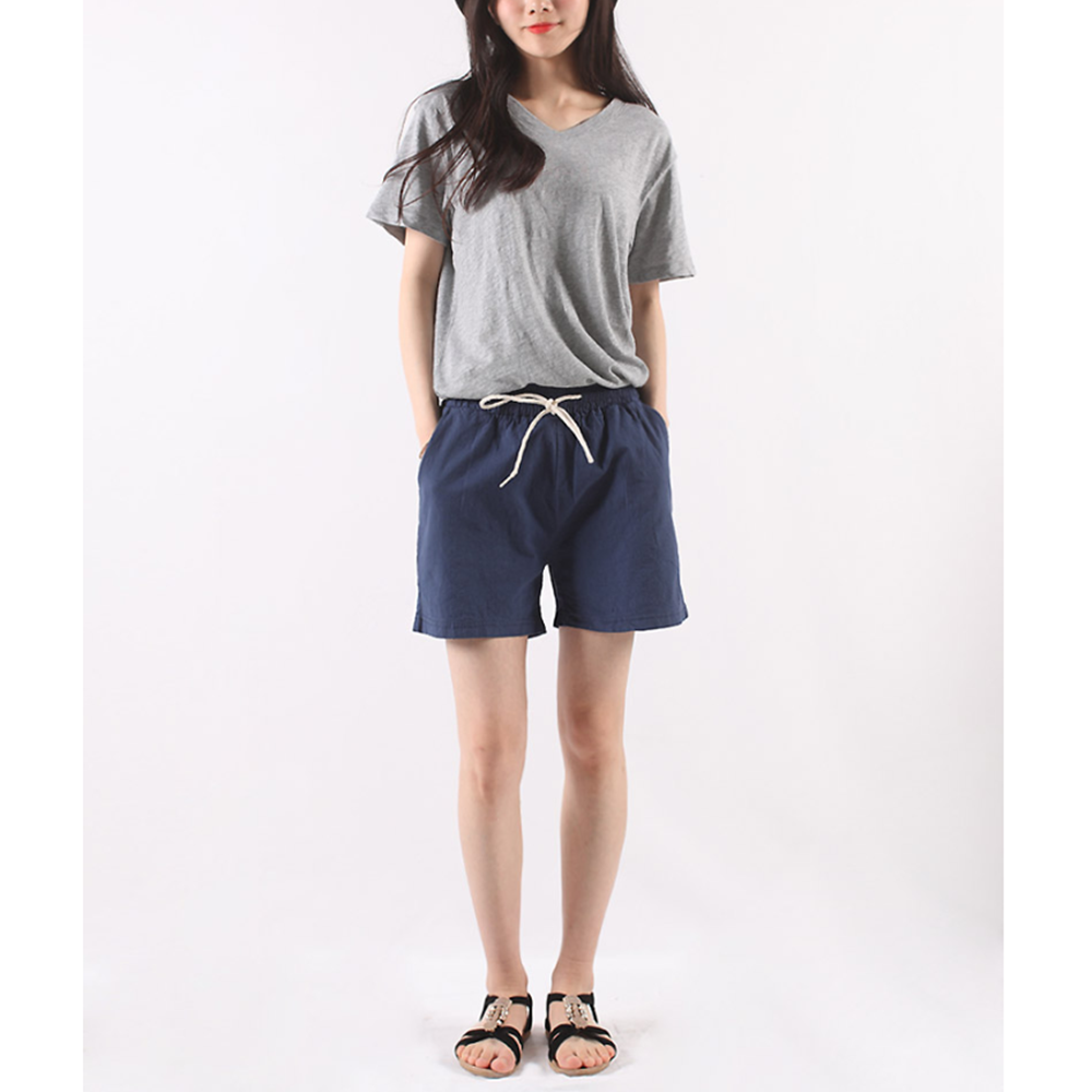 아이보리색바지 여자 여성 흰색 화이트 린넨 마 여름반바지 - 상세 이미지 3