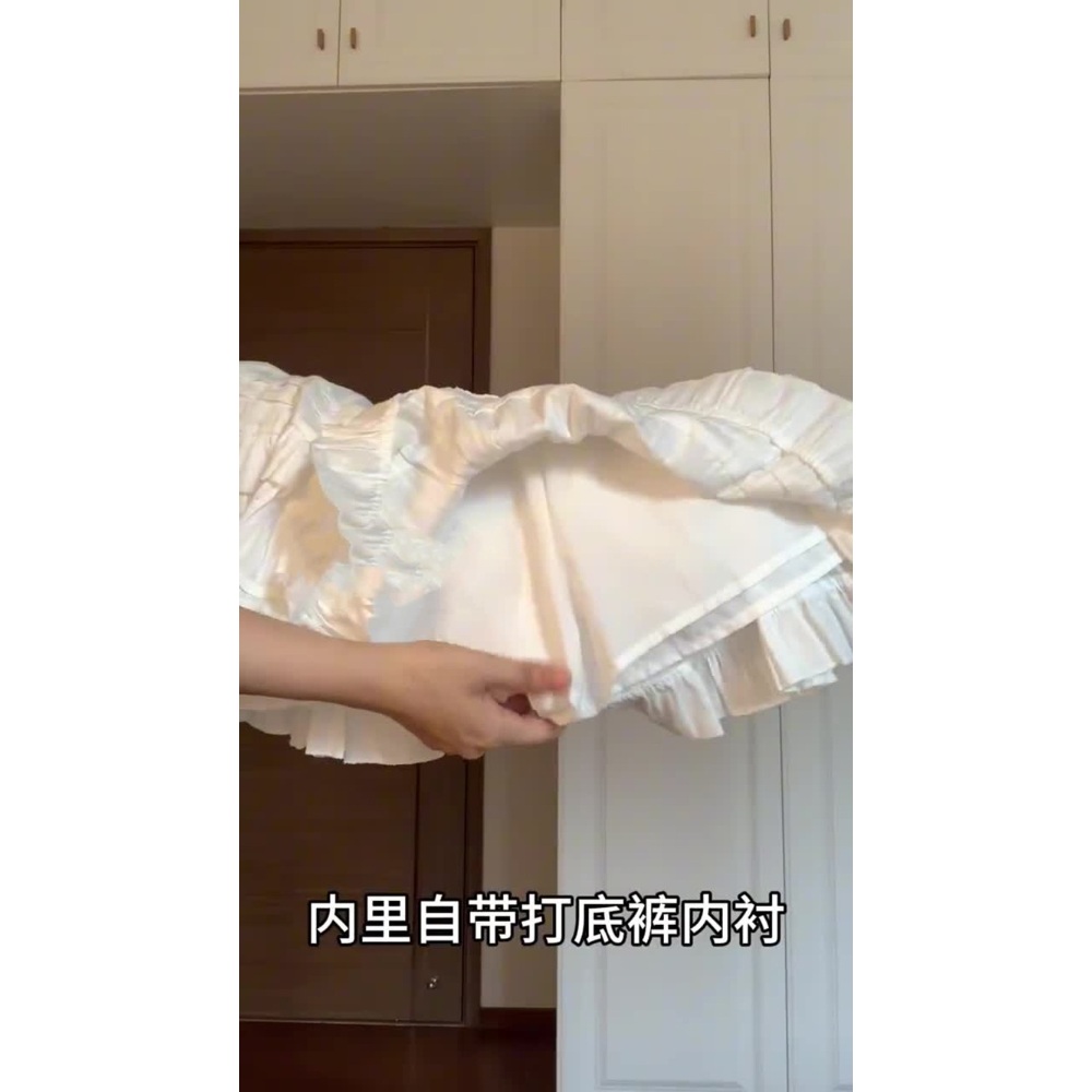 발레코어룩 세트 아이돌 패션 코디 무대 의상 반팔 플레어 미니 스커트 러블리 여친룩 - 상세 이미지 5