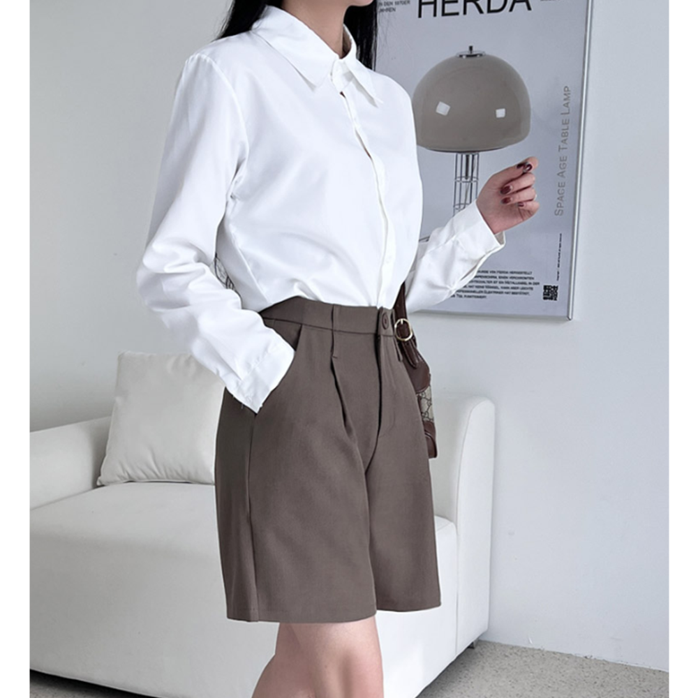 예식장옷차림 결혼식하객룩 회사반바지 A라인 여성버뮤다팬츠 - 상세 이미지 4