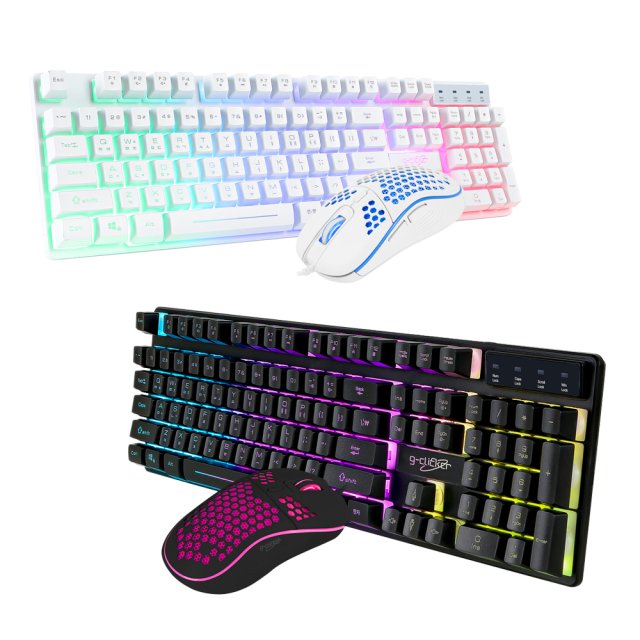 지클릭커 슈퍼 히어로 RGB 게이밍 키보드 마우스 세트 - 상품 이미지