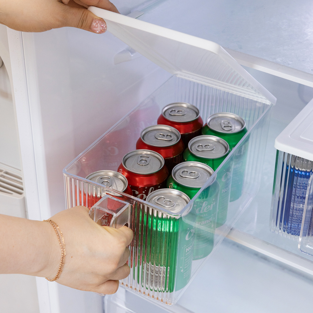 플리츠 투명 손잡이 펜트리 수납함 장난감 옷 수납 정리함