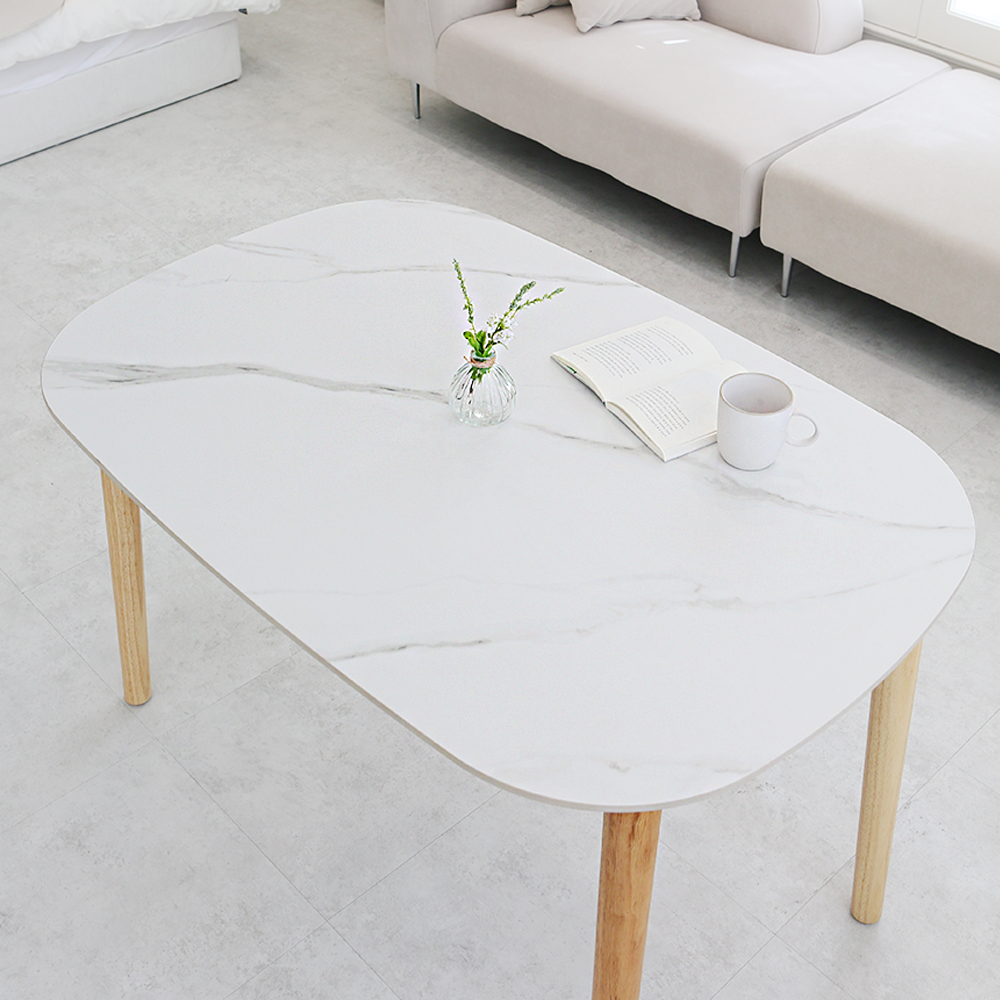 모코 4인용 포세린 세라믹 식탁 세트 1200 타원형 화이트 의자 4개