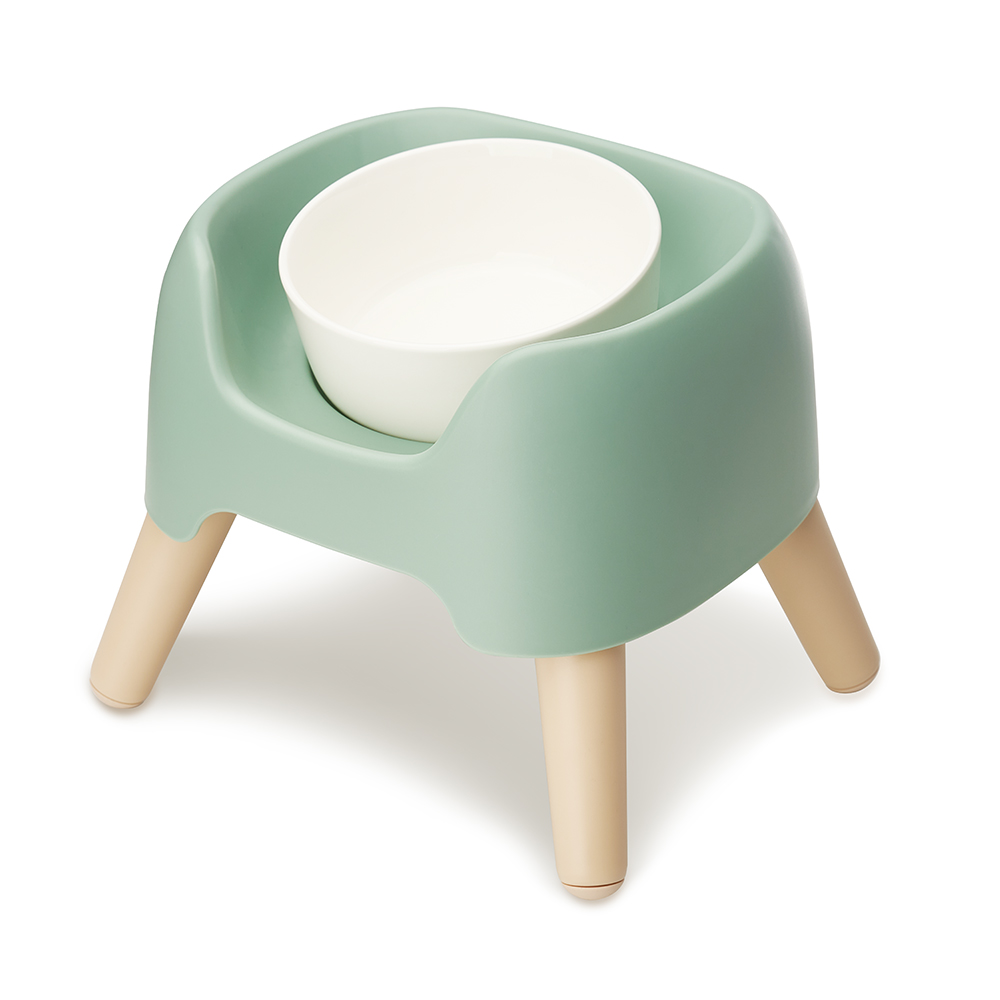 강아지밥그릇 고양이식탁 물그릇 3단 높이조절 커브 도자기 1구 식탁세트