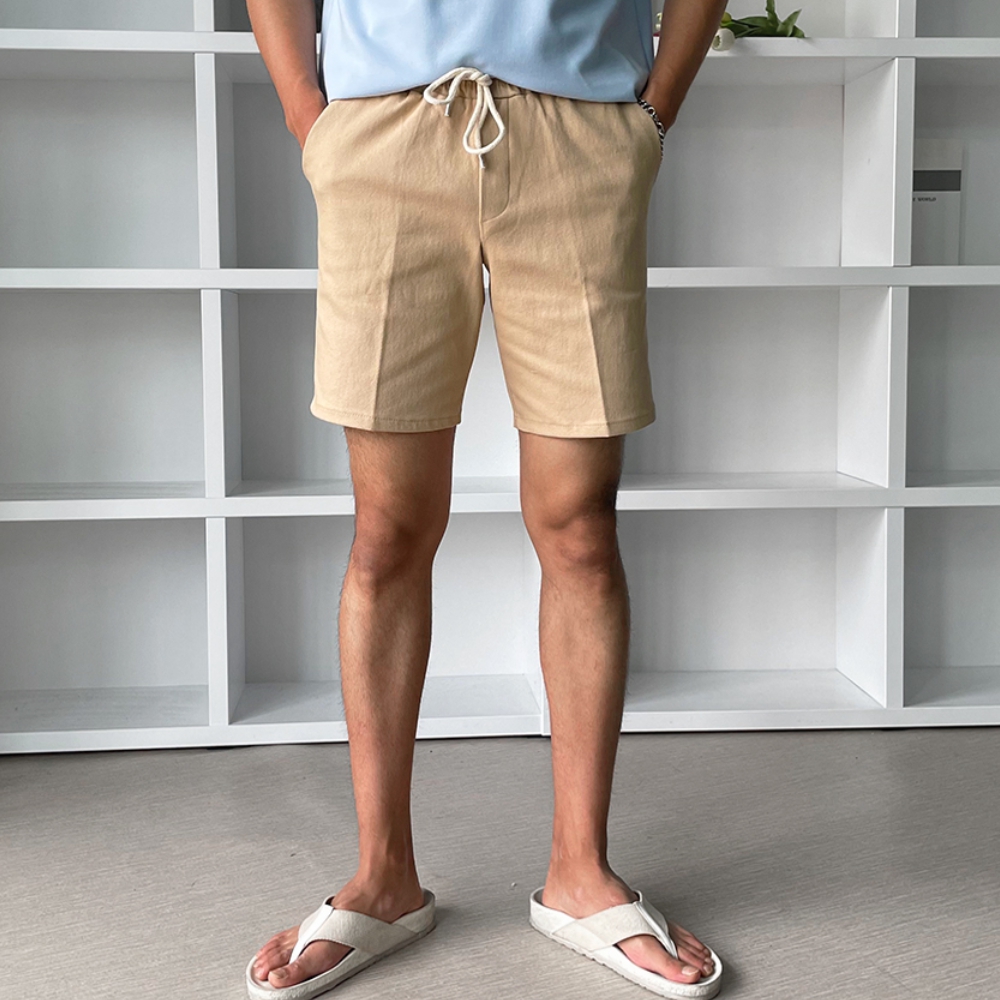 남자 텐션 여름 면 스판 무지 밴딩 반바지 29-38 - 상세 이미지 4