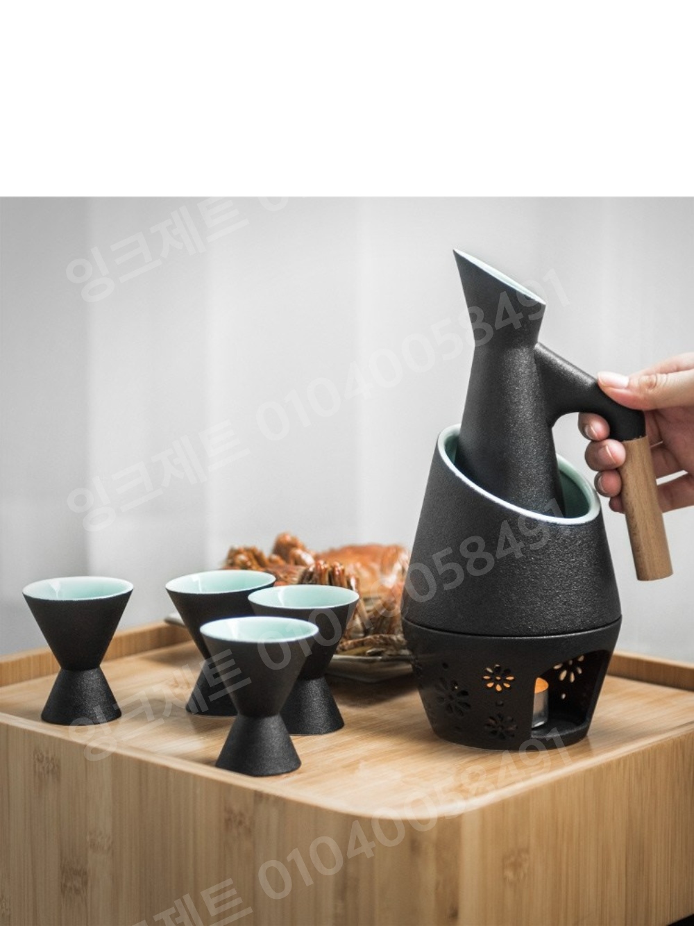 도쿠리잔 세트 이자카야 사케 중탕 워머 따뜻한 컵 홀더 - 상품 이미지
