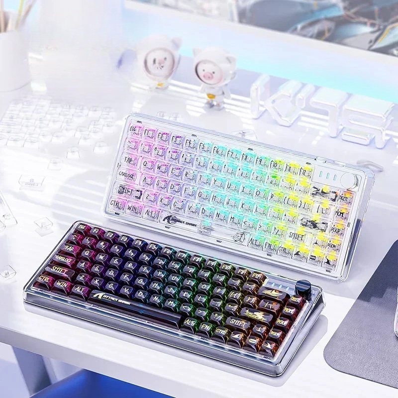 얼음 키보드 attack shark k75 RGB 투명 키보드 기계식 키보드 블랙 유선 - 상세 이미지 4