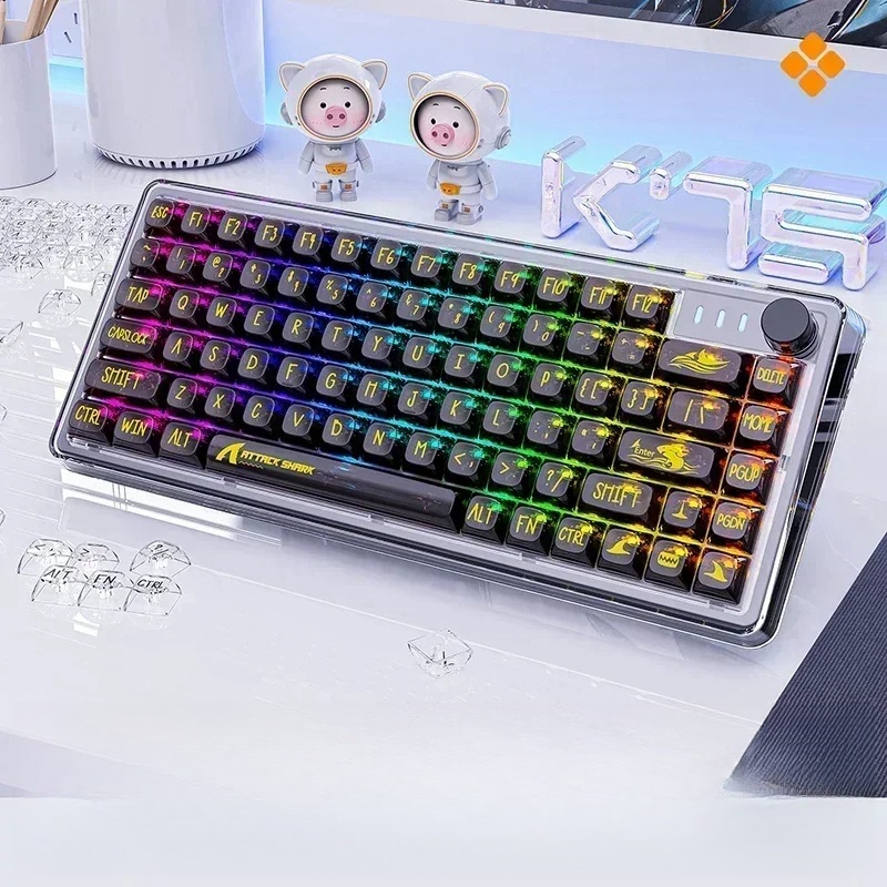 얼음 키보드 attack shark k75 RGB 투명 키보드 기계식 키보드 블랙 유선 - 상품 이미지