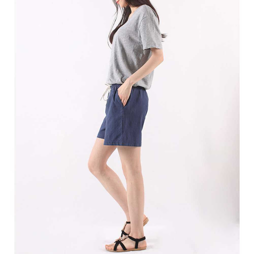 아이보리색바지 여자 여성 흰색 화이트 린넨 마 여름반바지 - 상세 이미지 4