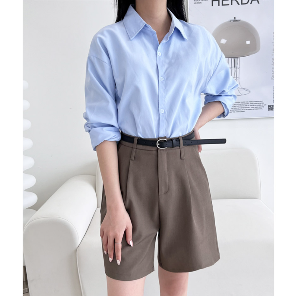 예식장옷차림 결혼식하객룩 회사반바지 A라인 여성버뮤다팬츠 - 메인 이미지